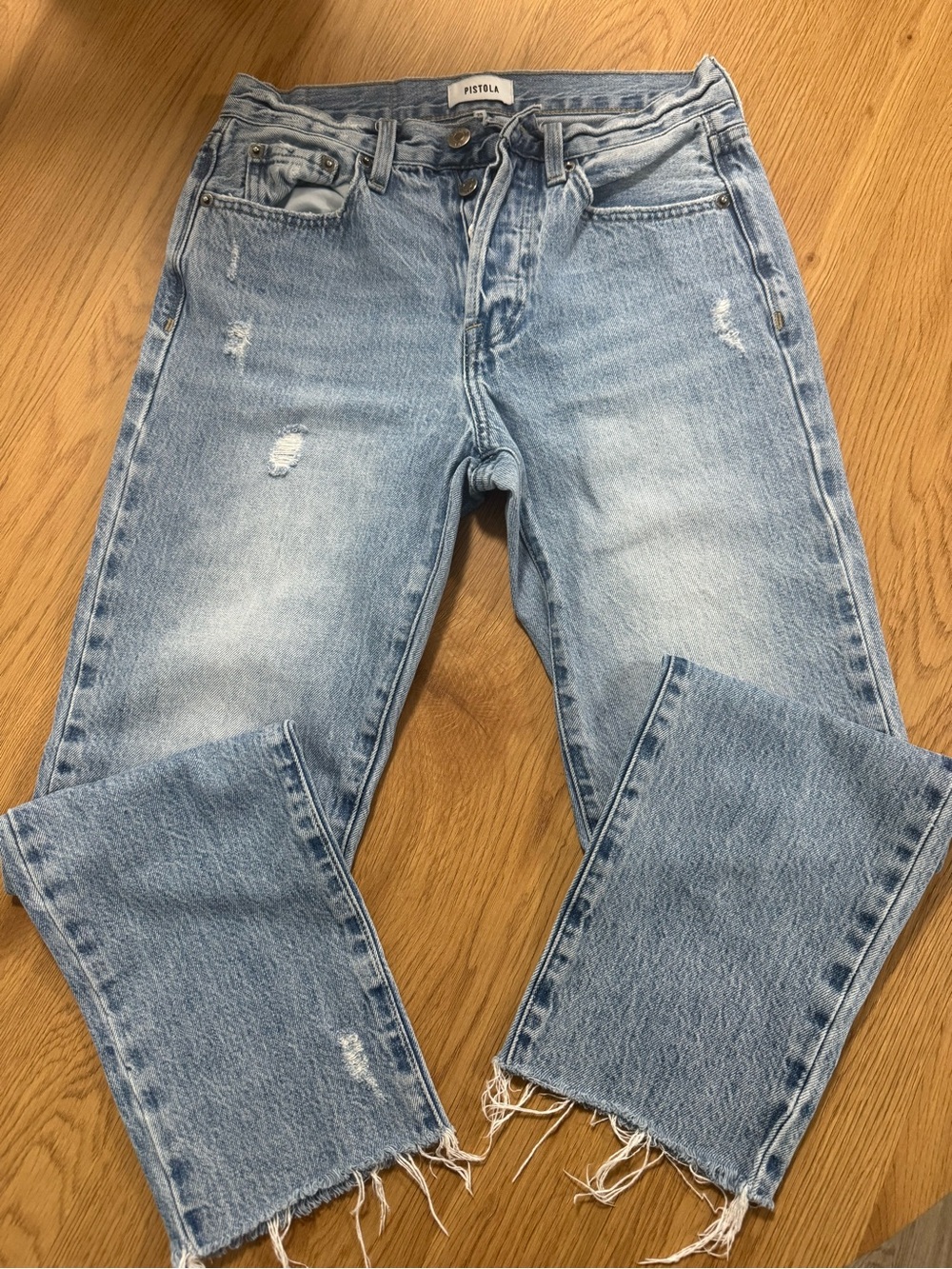 pistola Light Wash Straight-Leg Distressed Jeans